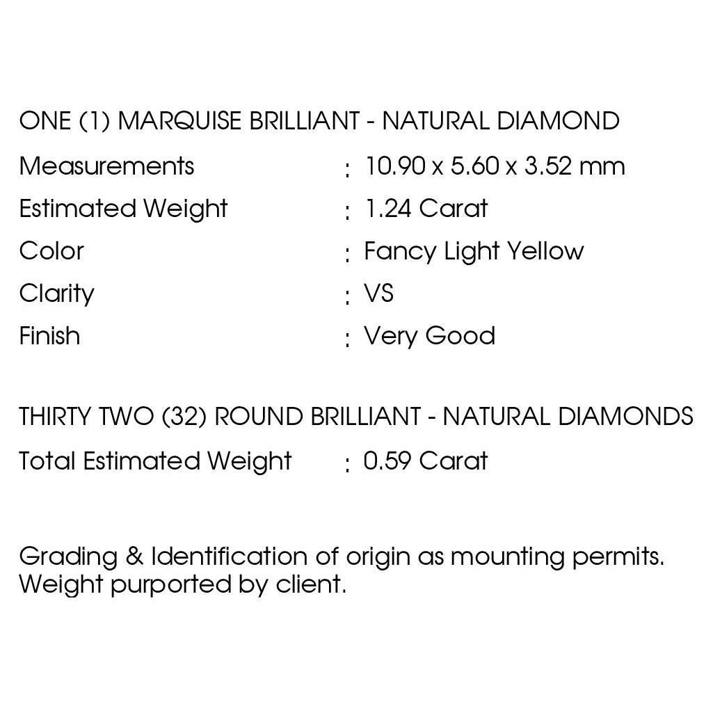 IGI Certified 1.24ct Natural Fancy Yellow Diamond Platinum Ring For Sale 5