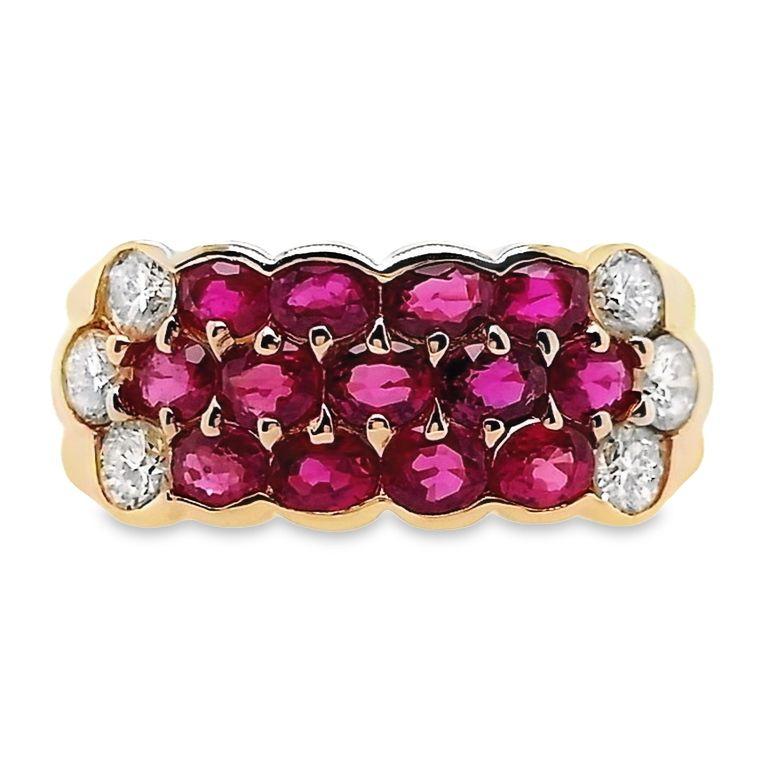 IGI Certified 1.24ct Natural Rubies and 0.41ct Diamonds 18k Yellow Gold Ring 2