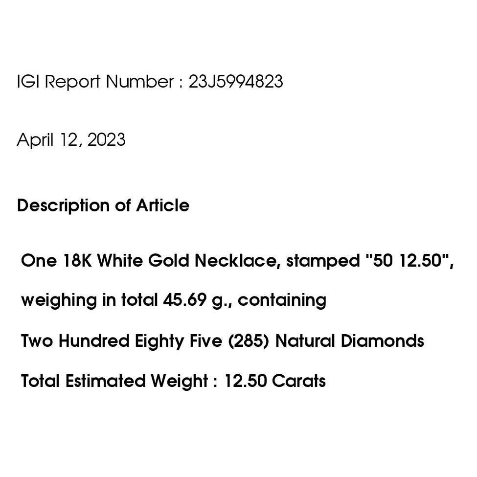 Collana di diamanti naturali certificati IGI 12,50ct in vendita 3