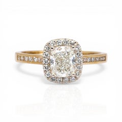 IGI Certified 1.26ct Diamonds Halo Ring in 18k Yellow Gold