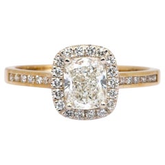 IGI Certified 1.26ct Diamonds Halo Ring in 18k Yellow Gold