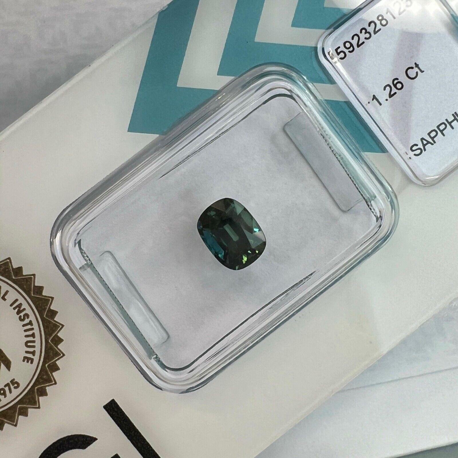 IGI Certified 1.26Ct Natural Deep Green Blue Teal Sapphire Unheated Cushion Cut

Fine Natural Deep Green Blue ‘Teal’ Untreated Sapphire In IGI Blister.
1.26 Carat with an excellent cushion cut and excellent clarity. VS.
Fully certified and sealed by