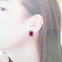 Pendientes de rubí y diamantes de oro blanco de 18 quilates con certificado IGI de 12,71 quilates