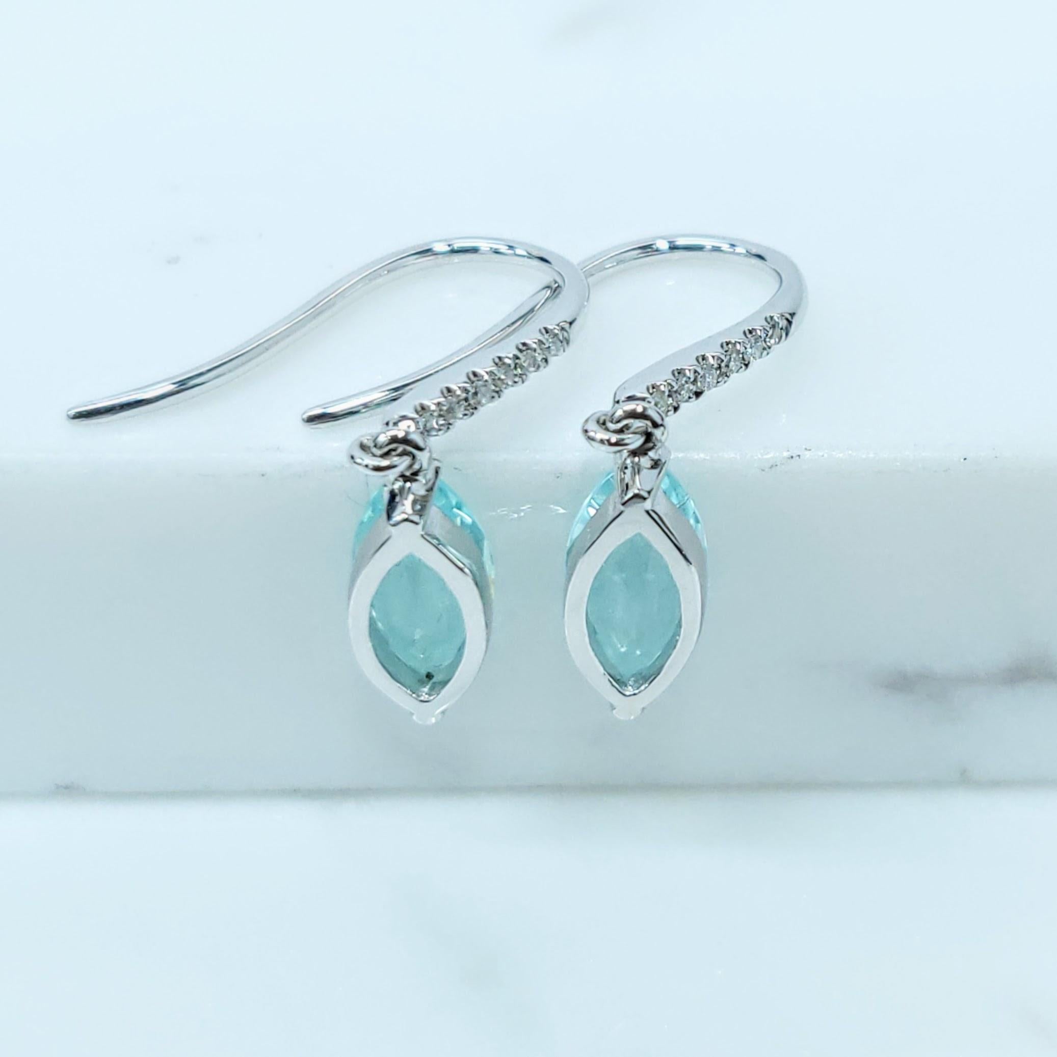 IGI Certified 1.27 Carat Paraiba and Diamond Earrings in 18K White Gold For Sale 6