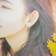 IGI Certified 1.27 Carat Paraiba and Diamond Earrings in 18K White Gold