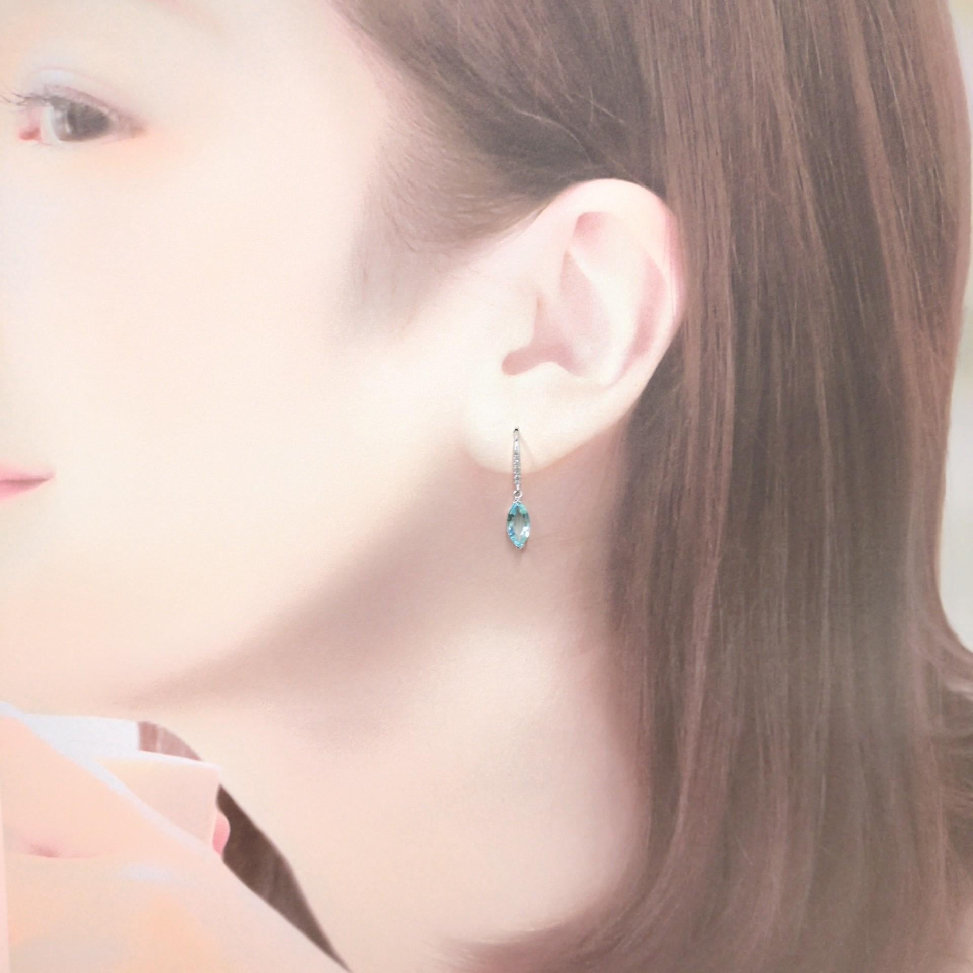 Modern IGI Certified 1.27 Carat Paraiba and Diamond Earrings in 18K White Gold For Sale