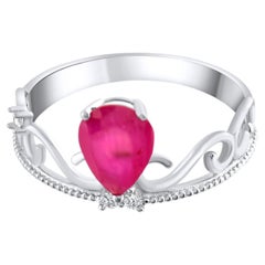IGI Certified 1.28 Carat Natural Ruby and Diamond Statement Ring in 14K Gold