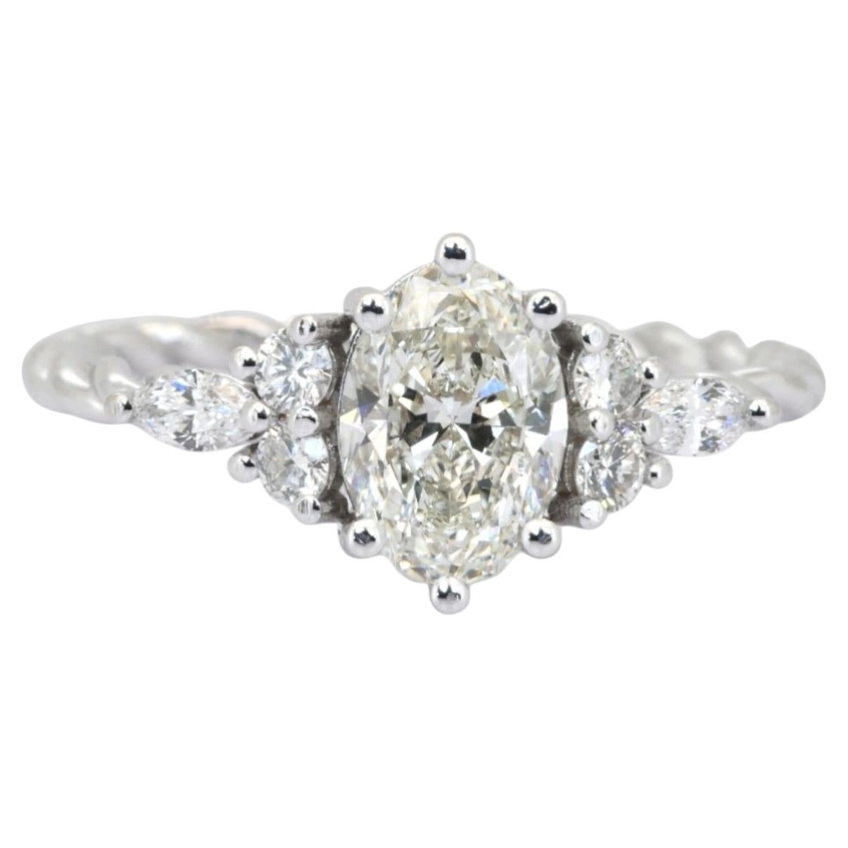 IGI Certified 1.31ct 7-Stone Diamond Ring in 18k White Gold
