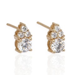 IGI Certified 1.31ct Diamonds Earrings in 18k Yellow Gold