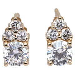 IGI Certified 1.31ct Diamonds Earrings in 18k Yellow Gold