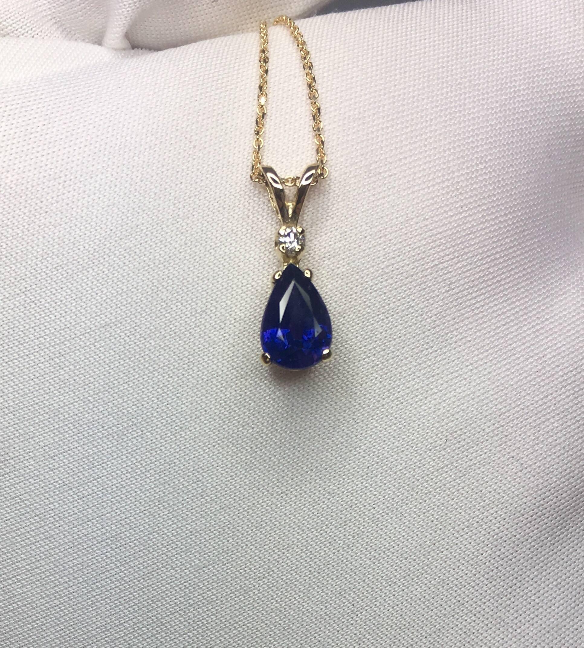 IGI Certified 1.32 Carat Color Change Blue Purple Sapphire Diamond Gold Pendant 5
