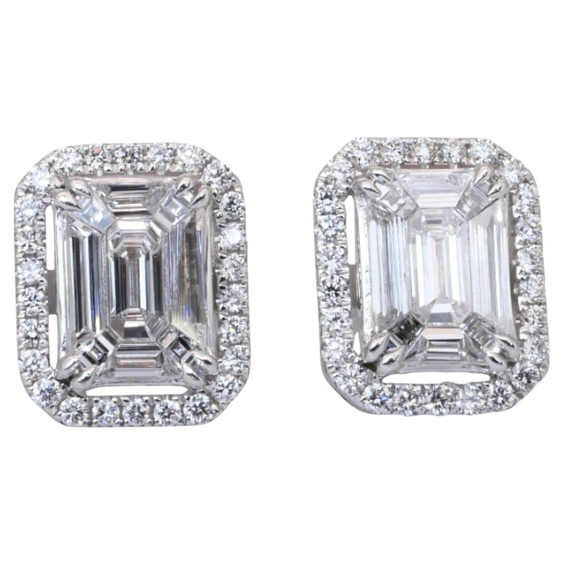 IGI Certified 1.32ct Diamonds Stud Earrings in 18k White Gold im Angebot