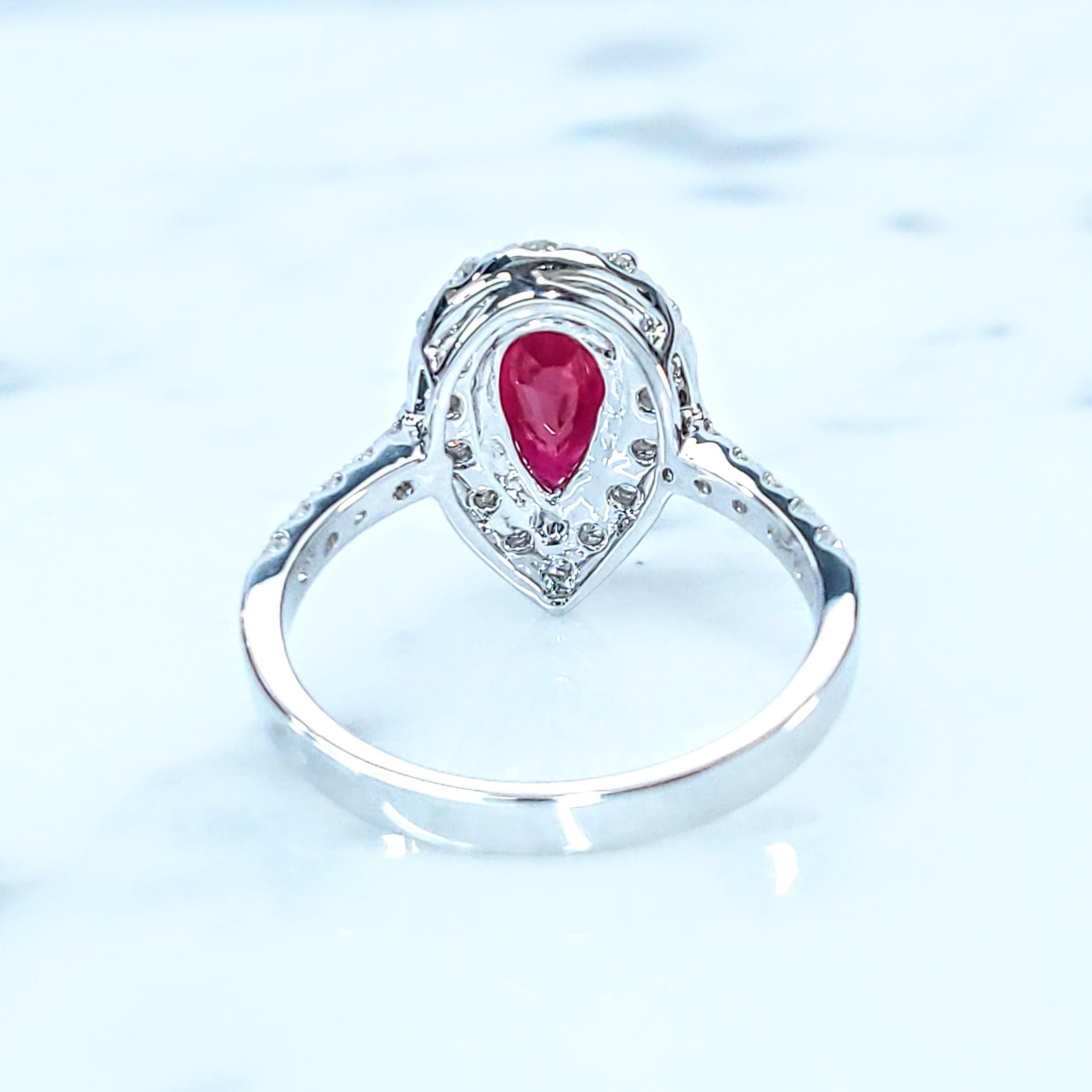 Women's IGI Certified 2.24 Carat Burma Ruby & Diamond Ring in 18K White Gold For Sale
