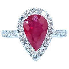 Anillo de oro blanco de 18 quilates con rubí de Birmania y diamantes de 2,24 quilates con certificado IGI