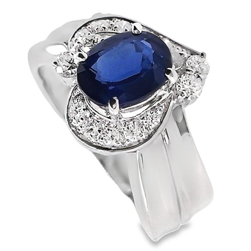 IGI Certified 1.33ct Natural Sapphire 0.33ct Natural Diamonds Platinum Ring For Sale 1