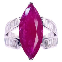 IGI Certified 4.95Carat Ruby & Diamond Ring in 18K White Gold