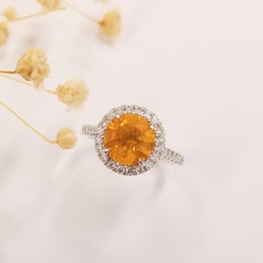 IGI Certified 1.36 Carat México Fire Opal & Diamond Ring in 18K White Gold