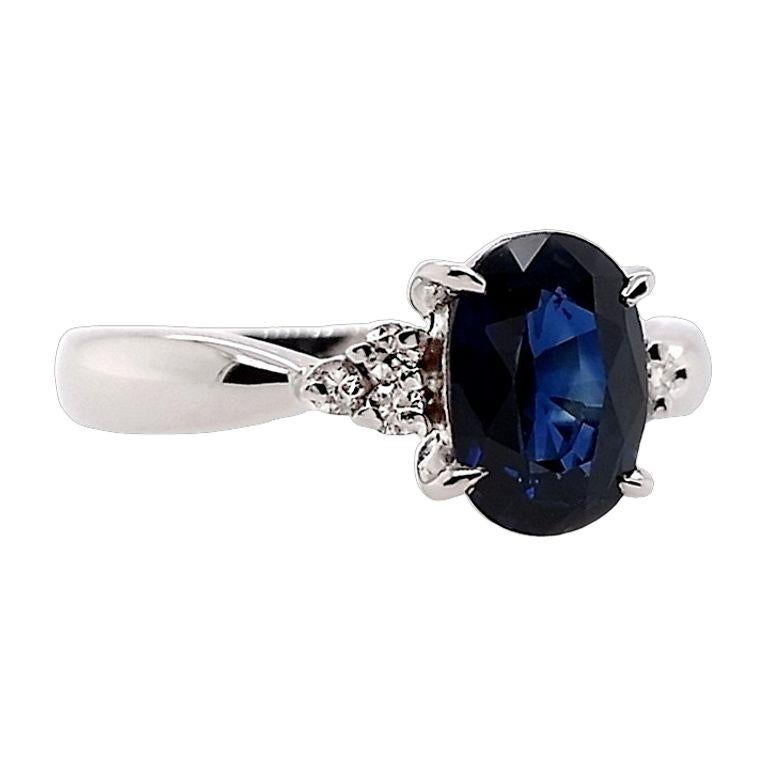 IGI Certified 1.36ct Natural Sapphire and 0.08ct Natural Diamonds Platinum Ring 2