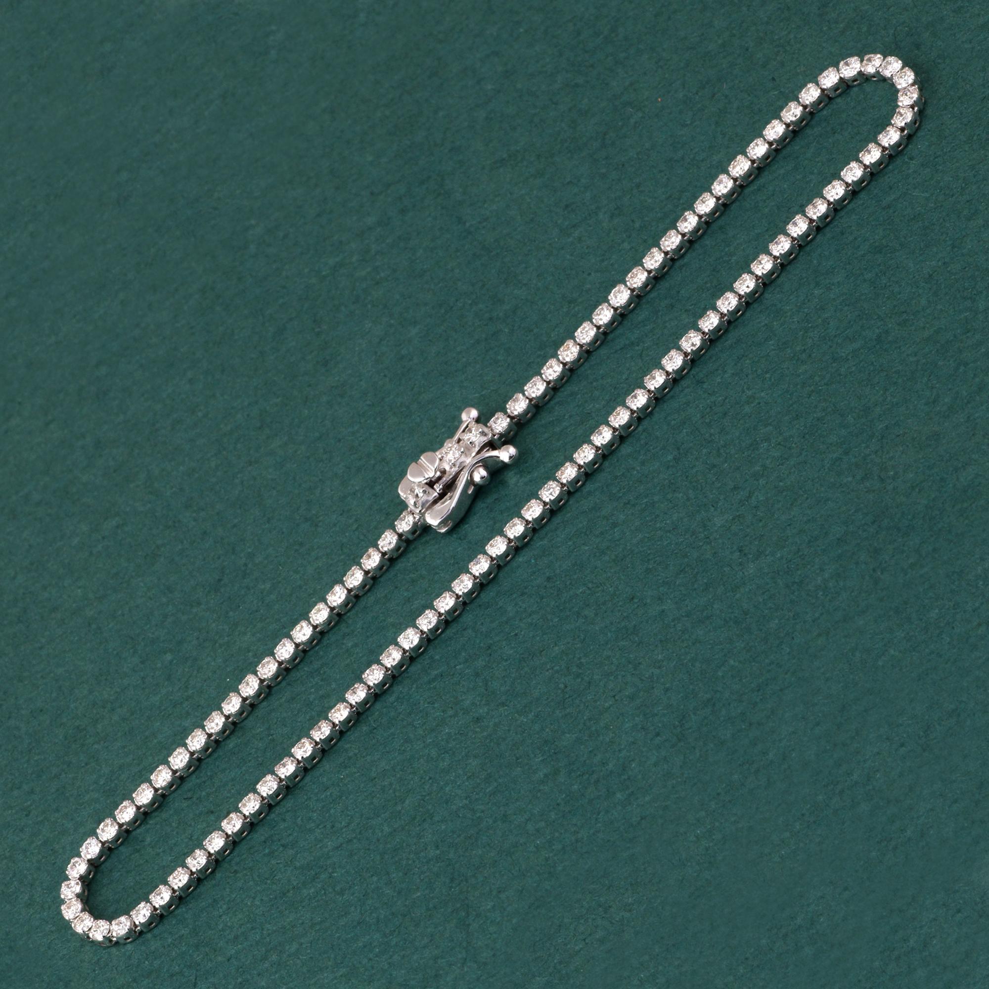 Brilliant Cut IGI Certified 1.374 Carat Natural Clear Diamond 18K White Gold Chain Bracelet For Sale