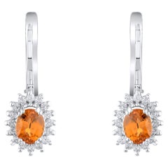 IGI-zertifizierte Ohrringe mit einem natürlichen Saphir von 1,38 Karat und Diamanten in 14-karätigem Gold