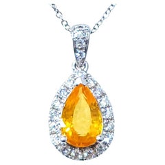 Colgante de zafiro y diamante de oro blanco de 18 quilates con certificado IGI de 1,39 quilates