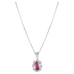 Collier avec pendentif en rubis naturel et diamants certifié IGI, de 1,4 carat, en or 14 carats
