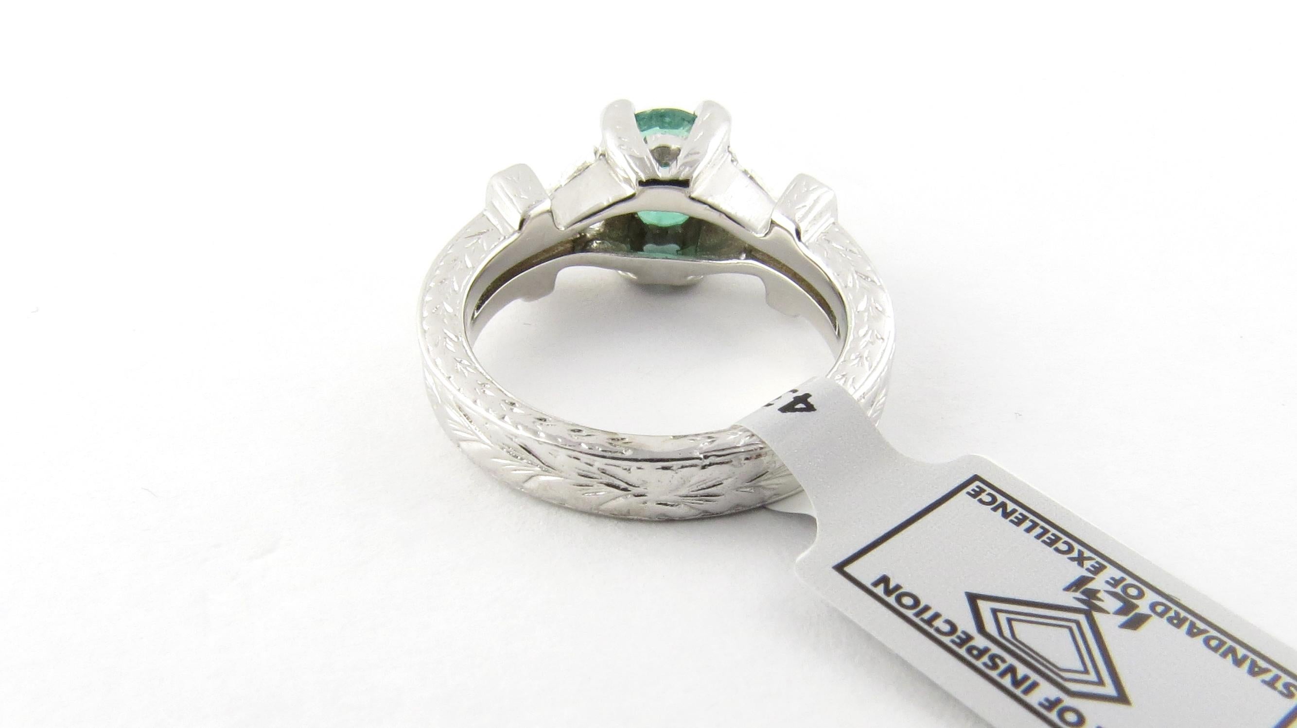 IGI-zertifizierter Ring aus 14 Karat Weißgold mit natürlichem Smaragd und Diamant (Zeitgenössisch) im Angebot