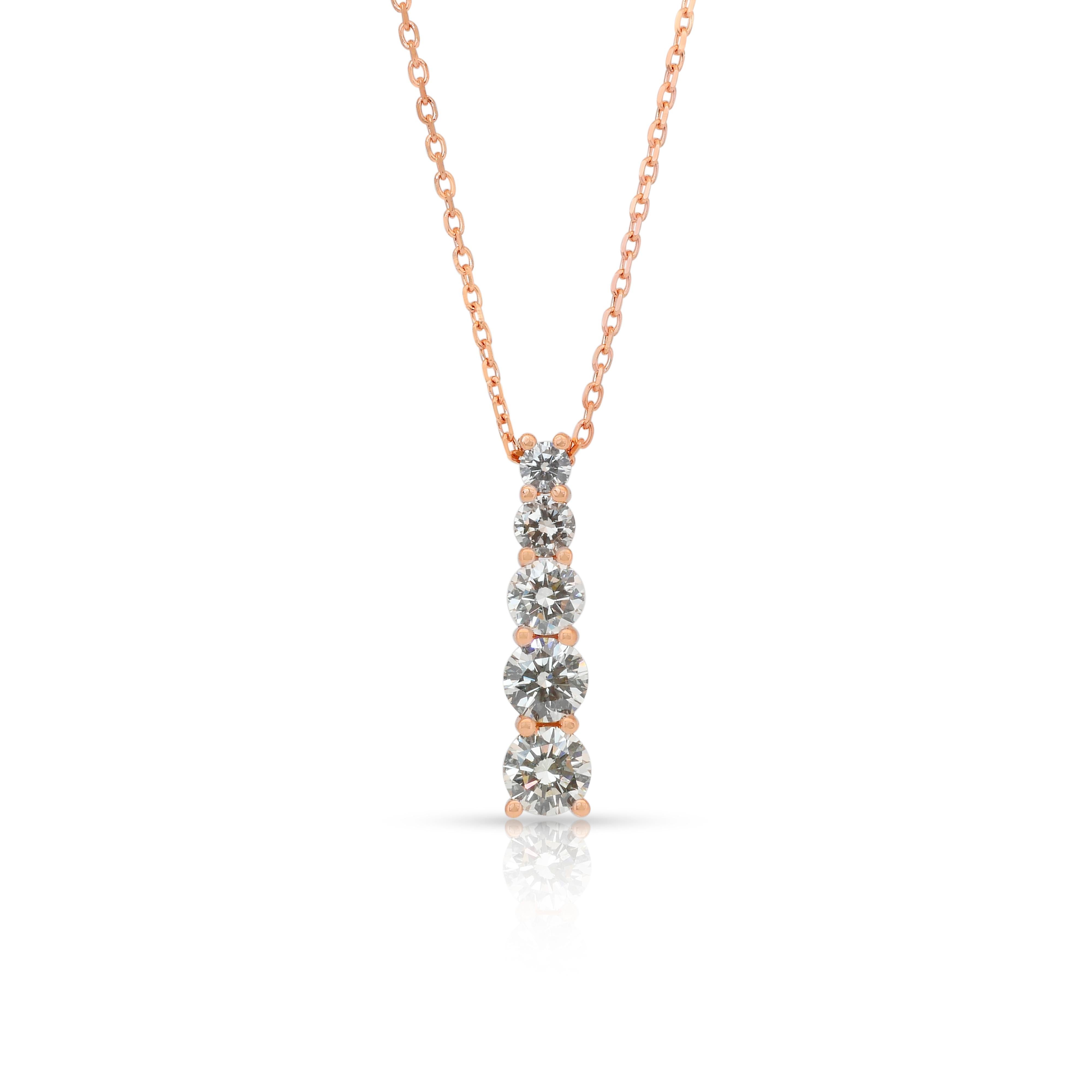 IGI Certified 1.41ct Diamonds Drop Necklace in 18k Rose Gold