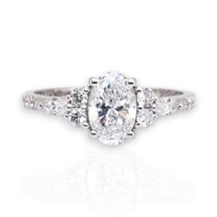 Anillo de oro blanco de 18 quilates con pavé de diamantes de 1,41 quilates con certificado IGI