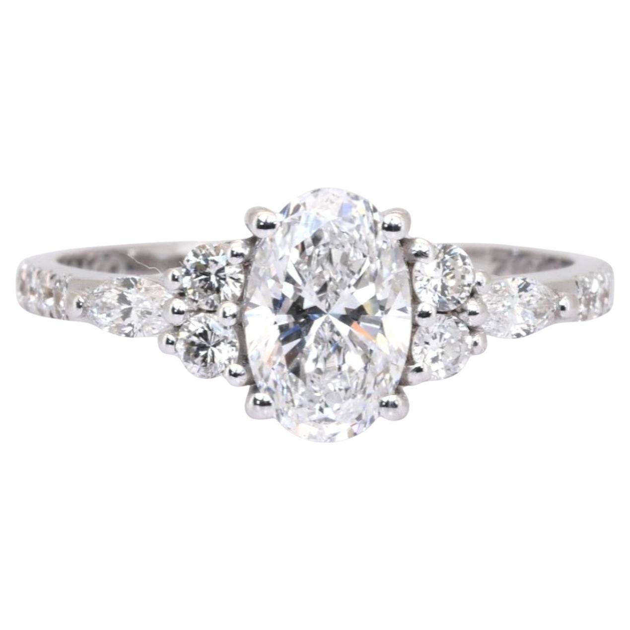 IGI Certified 1.41ct Diamonds Pave Ring in 18k White Gold