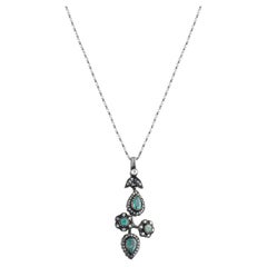 IGI Certified 1.43 Carat Natural Emerald and Diamond Pendant in 8K Gold