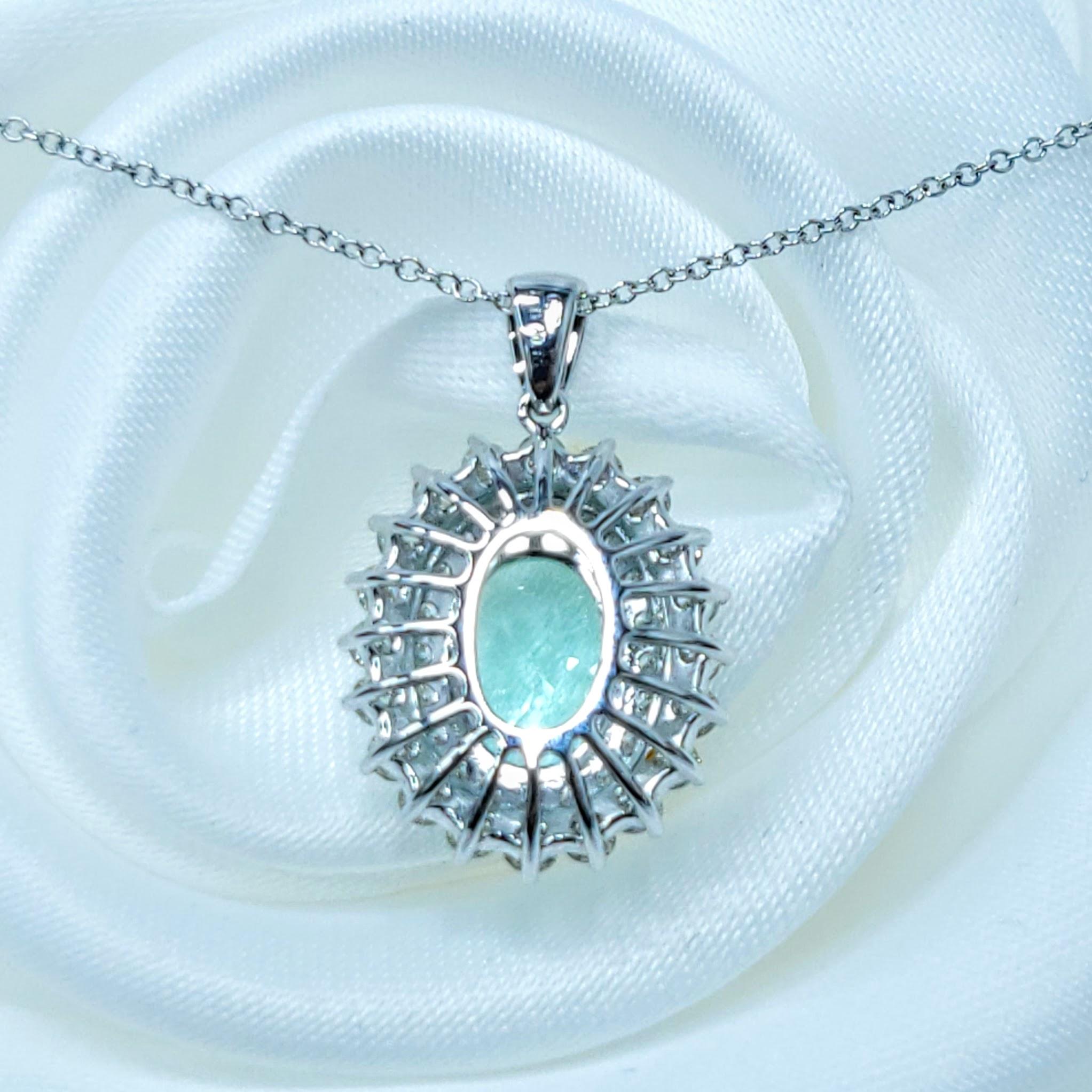 Paraiba et diamant certifiés IGI de 1,43 carat en or blanc 18 carats en vente 4