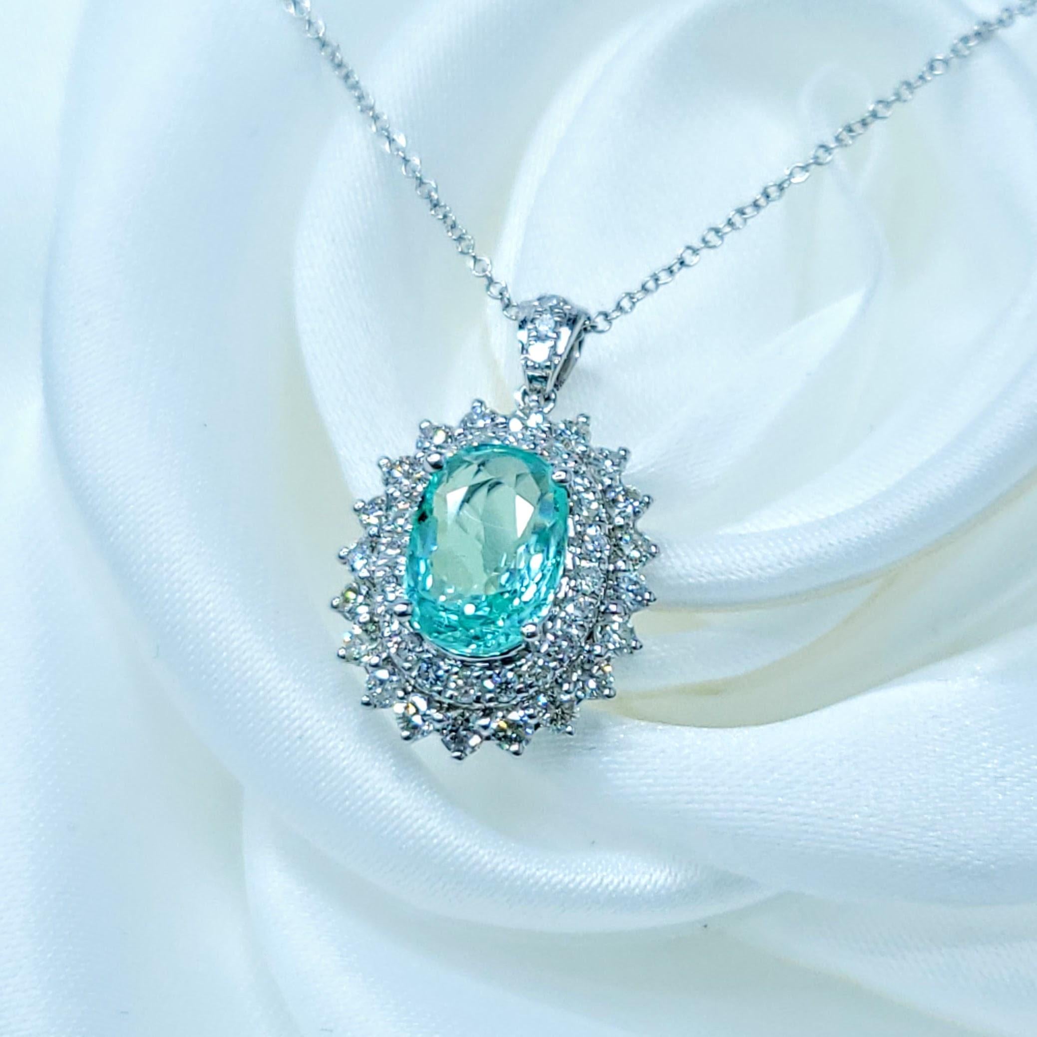 Paraiba et diamant certifiés IGI de 1,43 carat en or blanc 18 carats Neuf - En vente à KOWLOON, HK