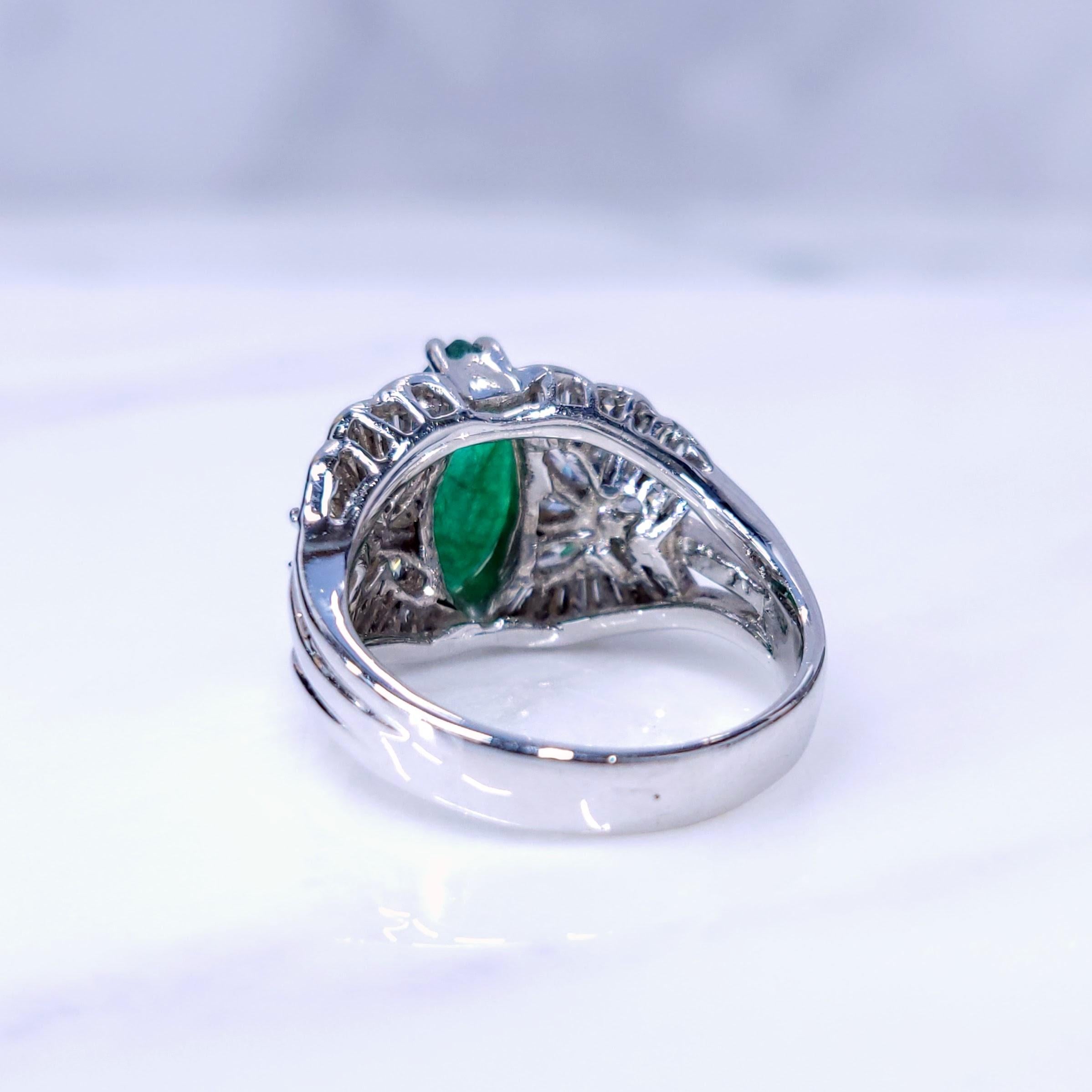 IGI-zertifizierter 1,43 Karat Vivid Green Emerald & Diamantring im Angebot 5