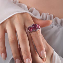 IGI Certified 14.38 Carat Natural Diamond and Ruby Statement Ring 14K Gold