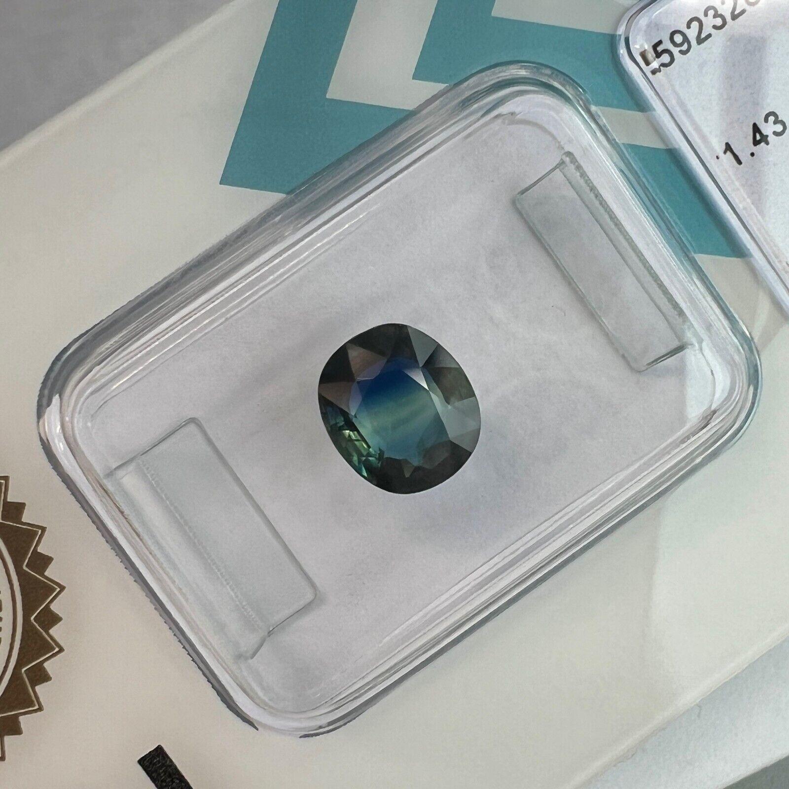 Saphir unique bicolore jaune bleu taille ovale certifié IGI de 1,43 carat Unisexe en vente