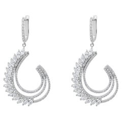 IGI Certified 1.44 Carat Natural Diamond Statement Earrings in 18K Gold
