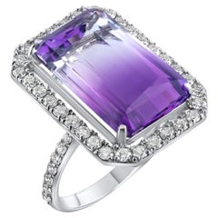 IGI Certified 14.46 Carat Natural Amethyst and Diamond Statement Ring 18K Gold