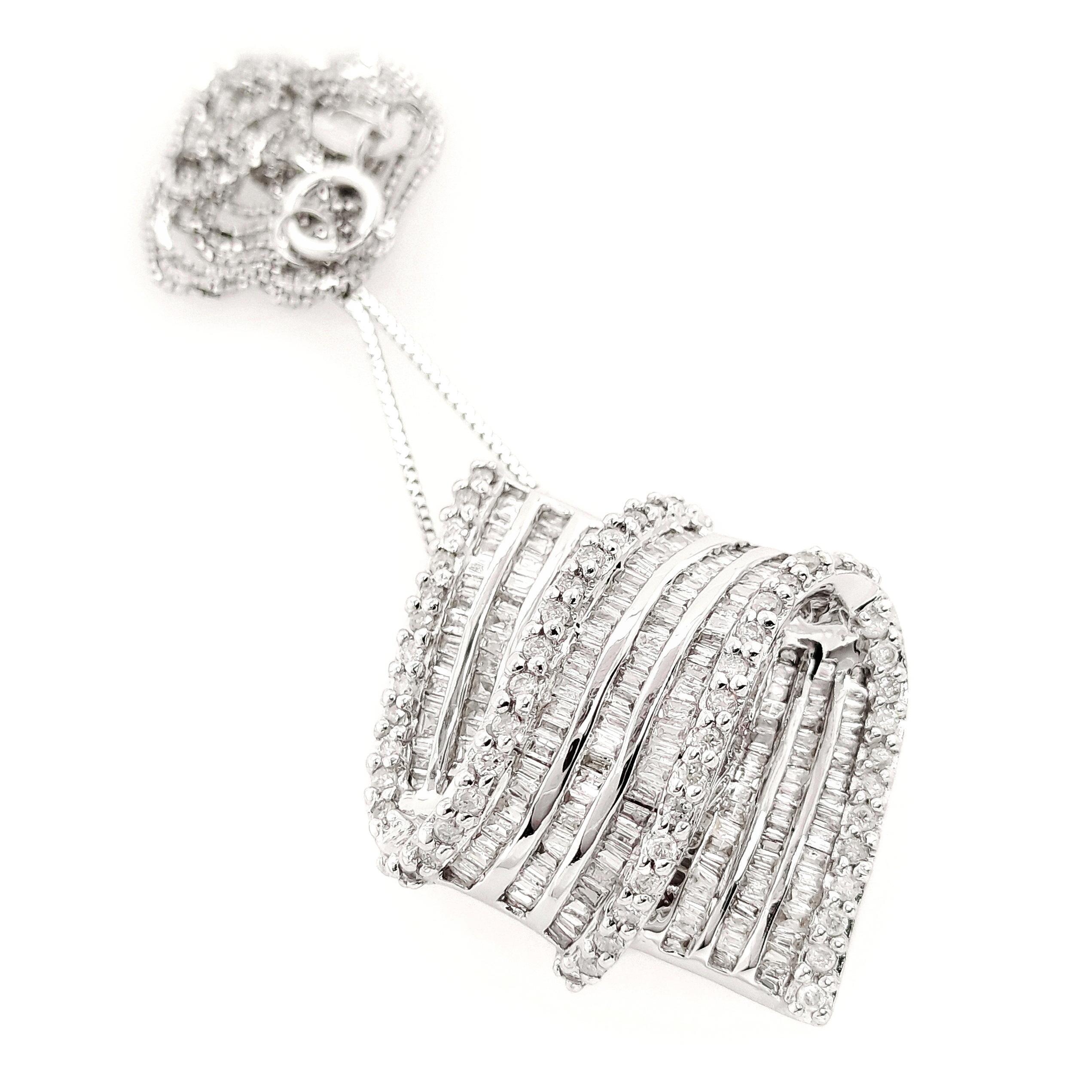 Women's IGI Certified 1.45ct Natural Diamonds 18K White Gold Necklace