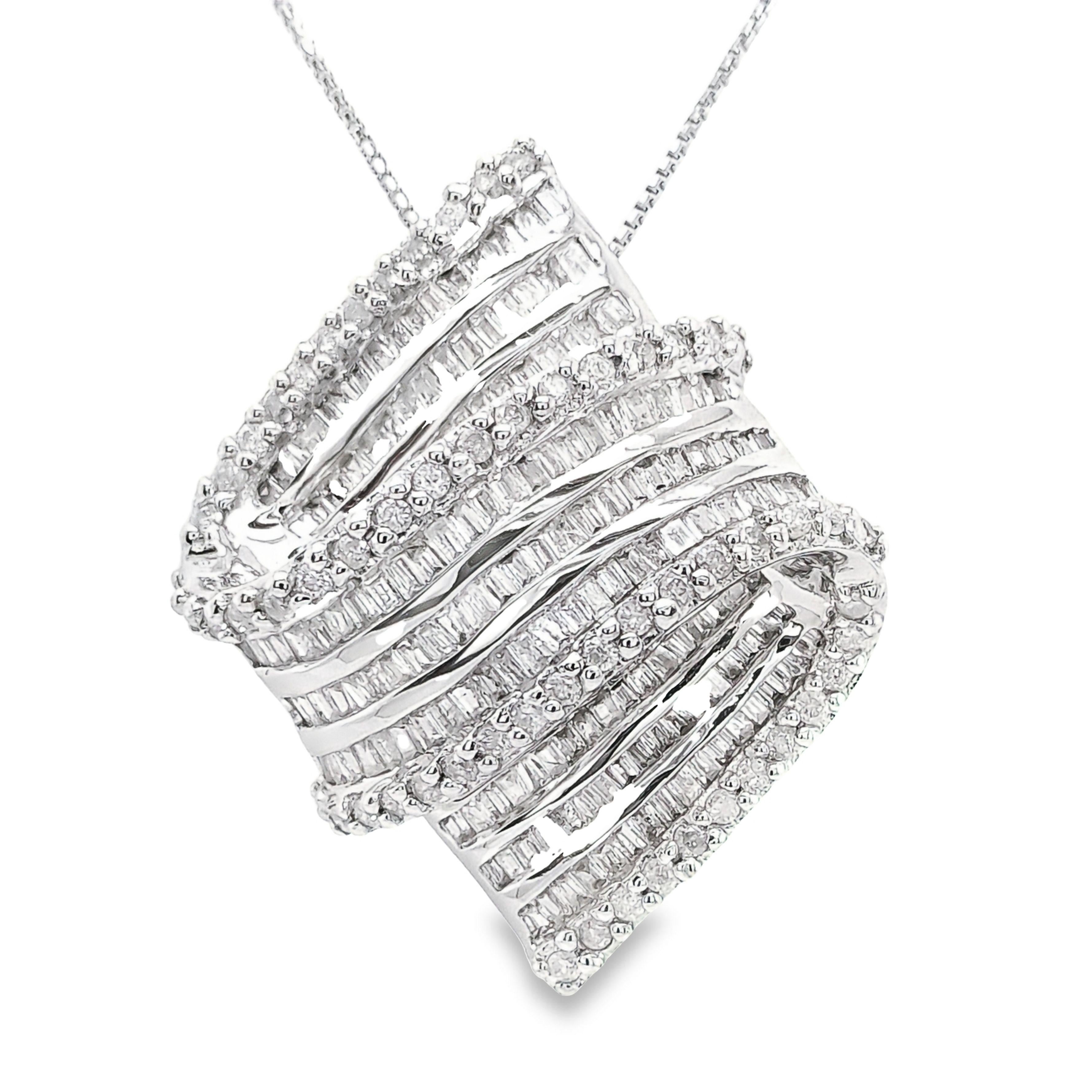 IGI Certified 1.45ct Natural Diamonds 18K White Gold Necklace 2