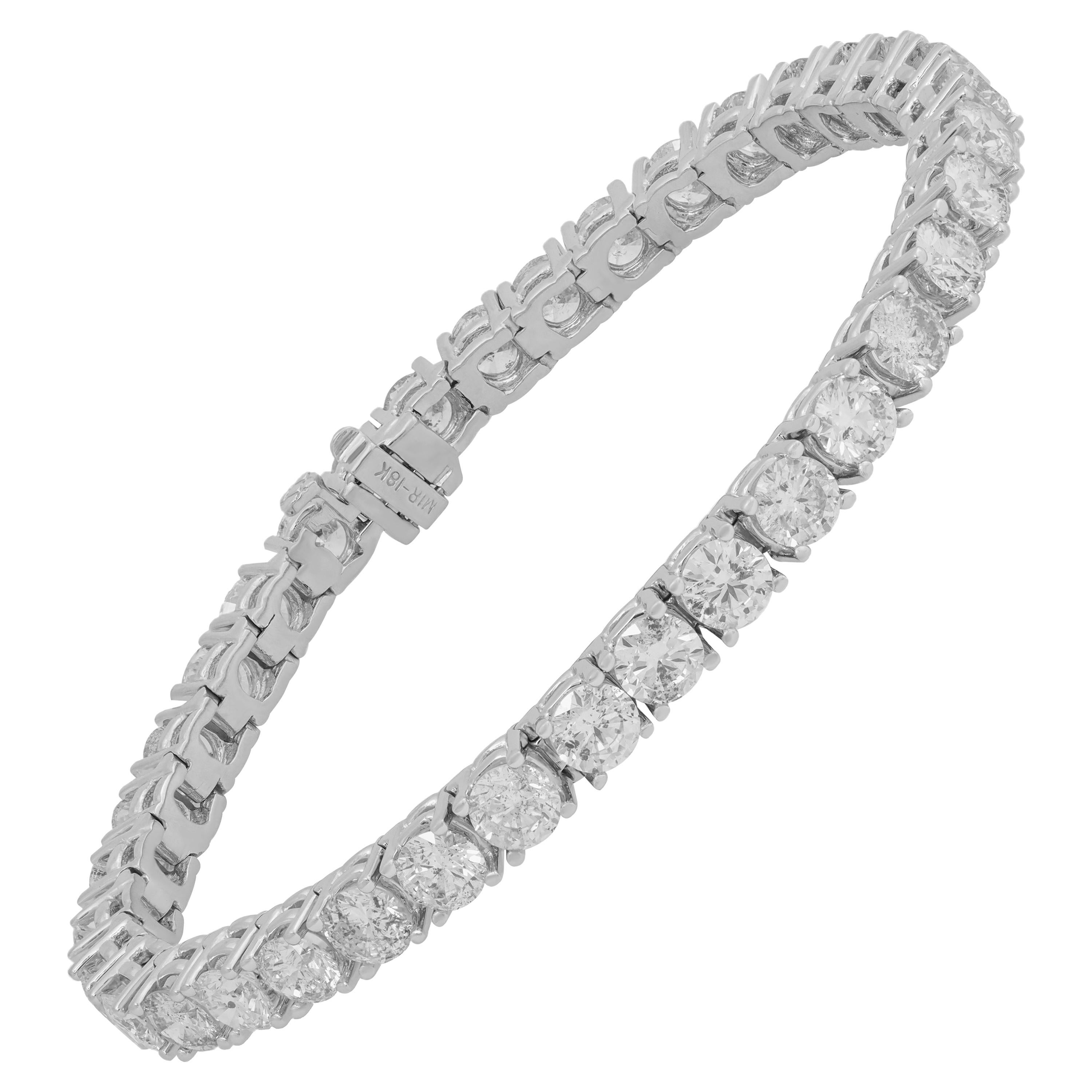 IGI Certified 14.60 Carat Diamond Tennis Bracelet For Sale