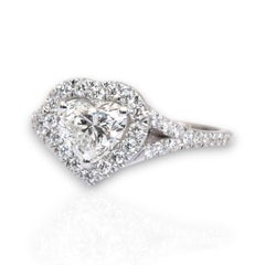 IGI Certificado 1.46ct Diamantes Anillo Halo Corazón en Oro Blanco de 18k