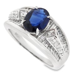 Platinring mit IGI-zertifiziertem 1,46 Karat natürlichem Saphir und 0,80 Karat natürlichen Diamanten