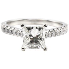 IGI Certified 1.48 Carat I VS1 Princess Cut 18 Karat White Gold Diamond Ring