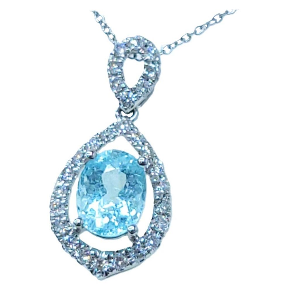 IGI Certified 1.49 Carat Paraiba and Diamond Pendant in 18K White Gold