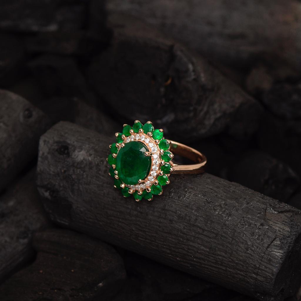 Contemporary **Sales**-IGI 14K 4.28 Ct Emerald Diamond Antique Art Deco Style Engagement Ring