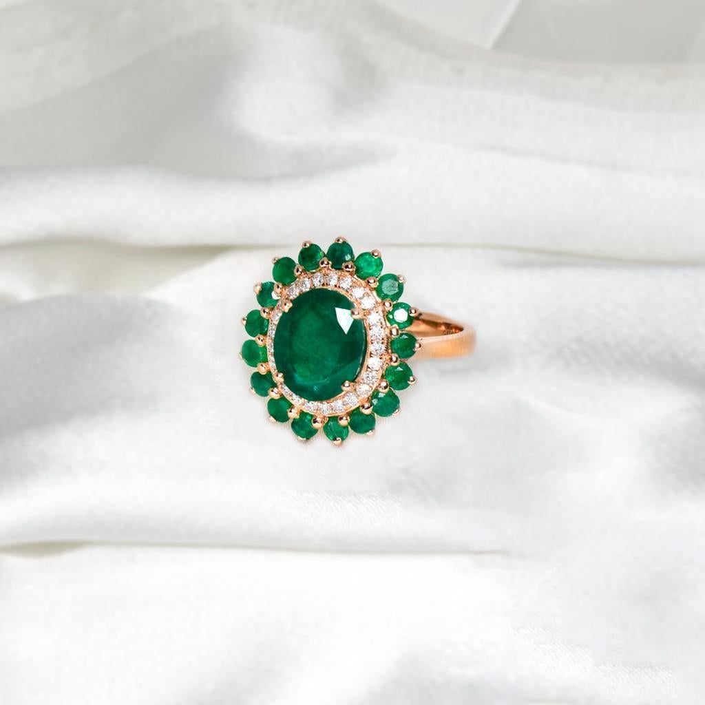 **Sales**-IGI 14K 4.28 Ct Emerald Diamond Antique Art Deco Style Engagement Ring 1