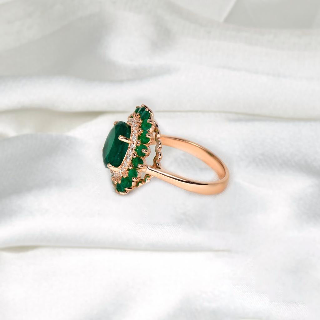 **Sales**-IGI 14K 4.28 Ct Emerald Diamond Antique Art Deco Style Engagement Ring 5