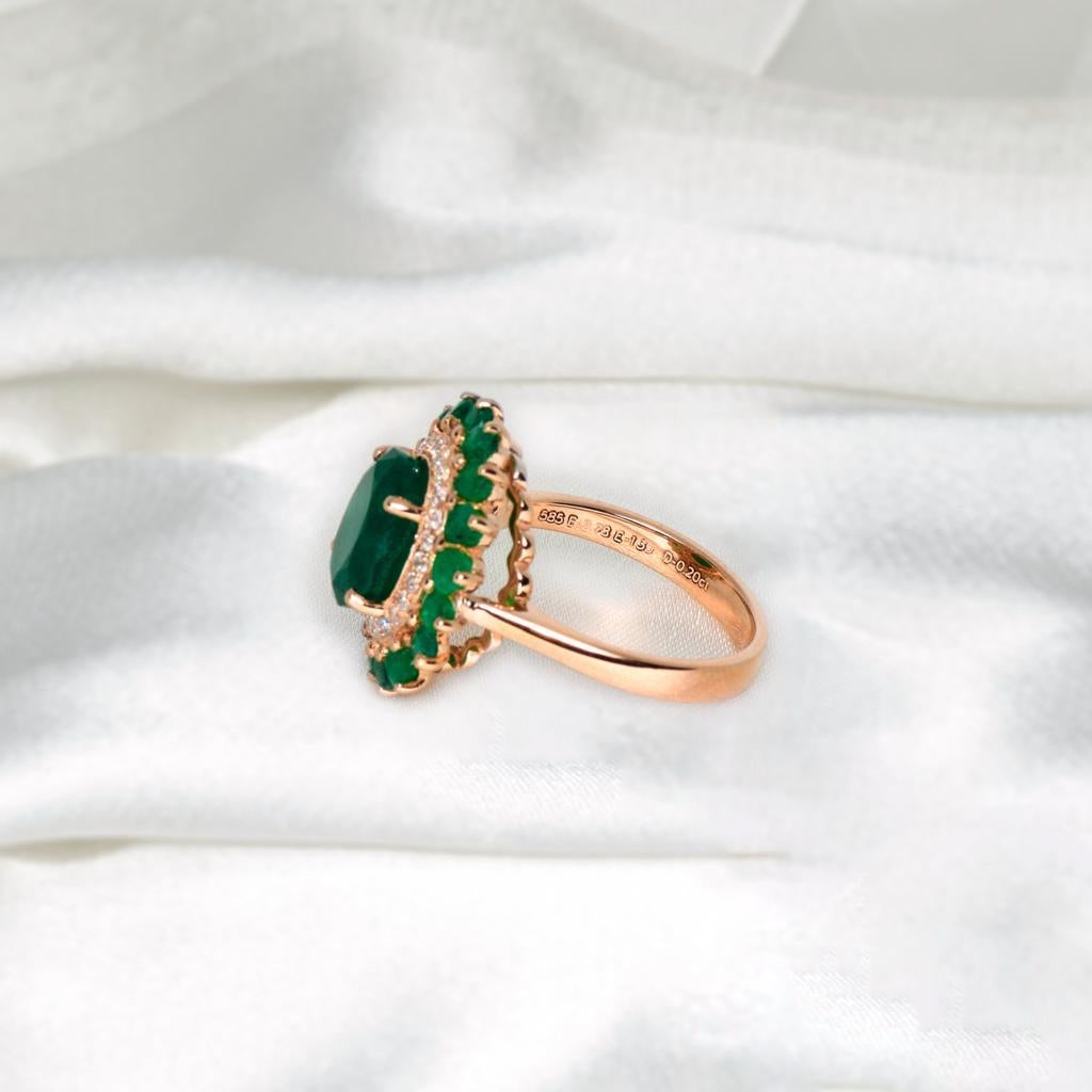 **Sales**-IGI 14K 4.28 Ct Emerald Diamond Antique Art Deco Style Engagement Ring 6
