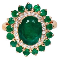 **Sales**-IGI 14K 4.28 Ct Emerald Diamond Antique Art Deco Style Engagement Ring